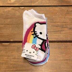 Hello Kitty 5 Pairs No Show Socks Retro Artsy Rainbow Kawaii NWT